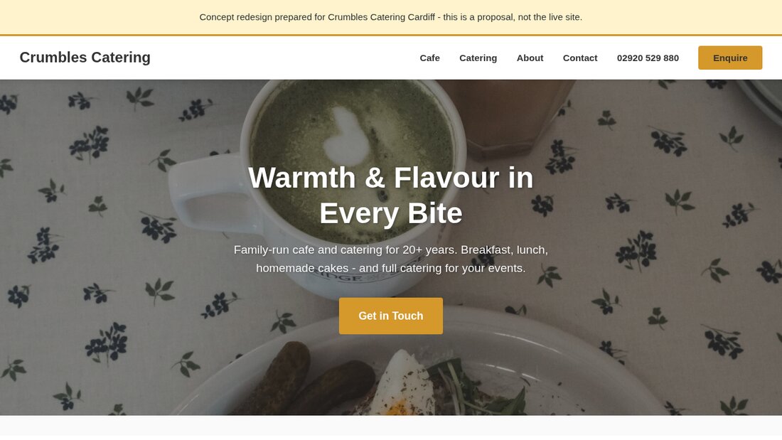 Cafe & catering website concept