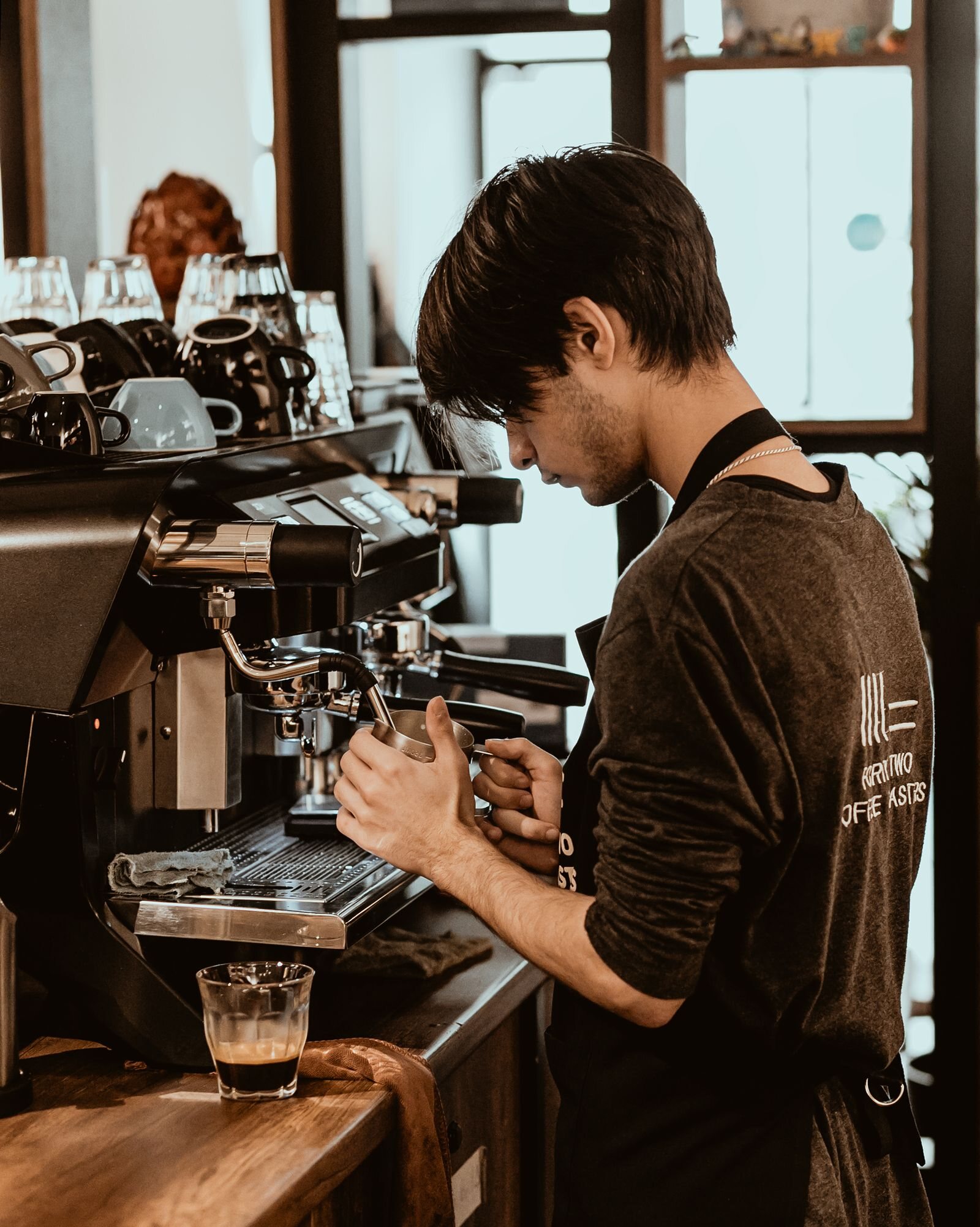 Barista preparing coffee