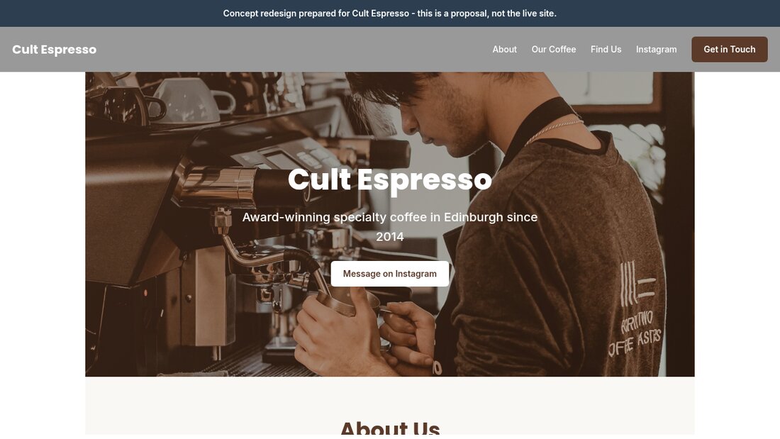 Coffee shop website concept