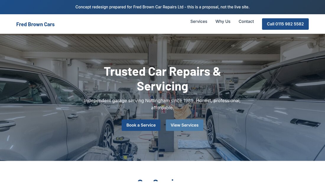Car garage website concept