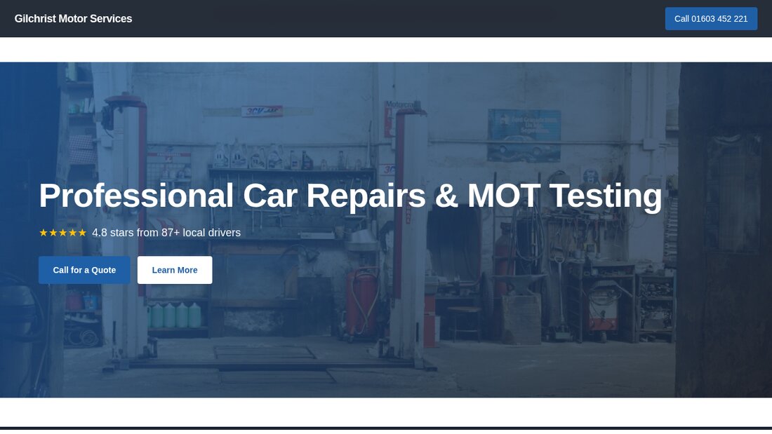 Norwich car garage website concept