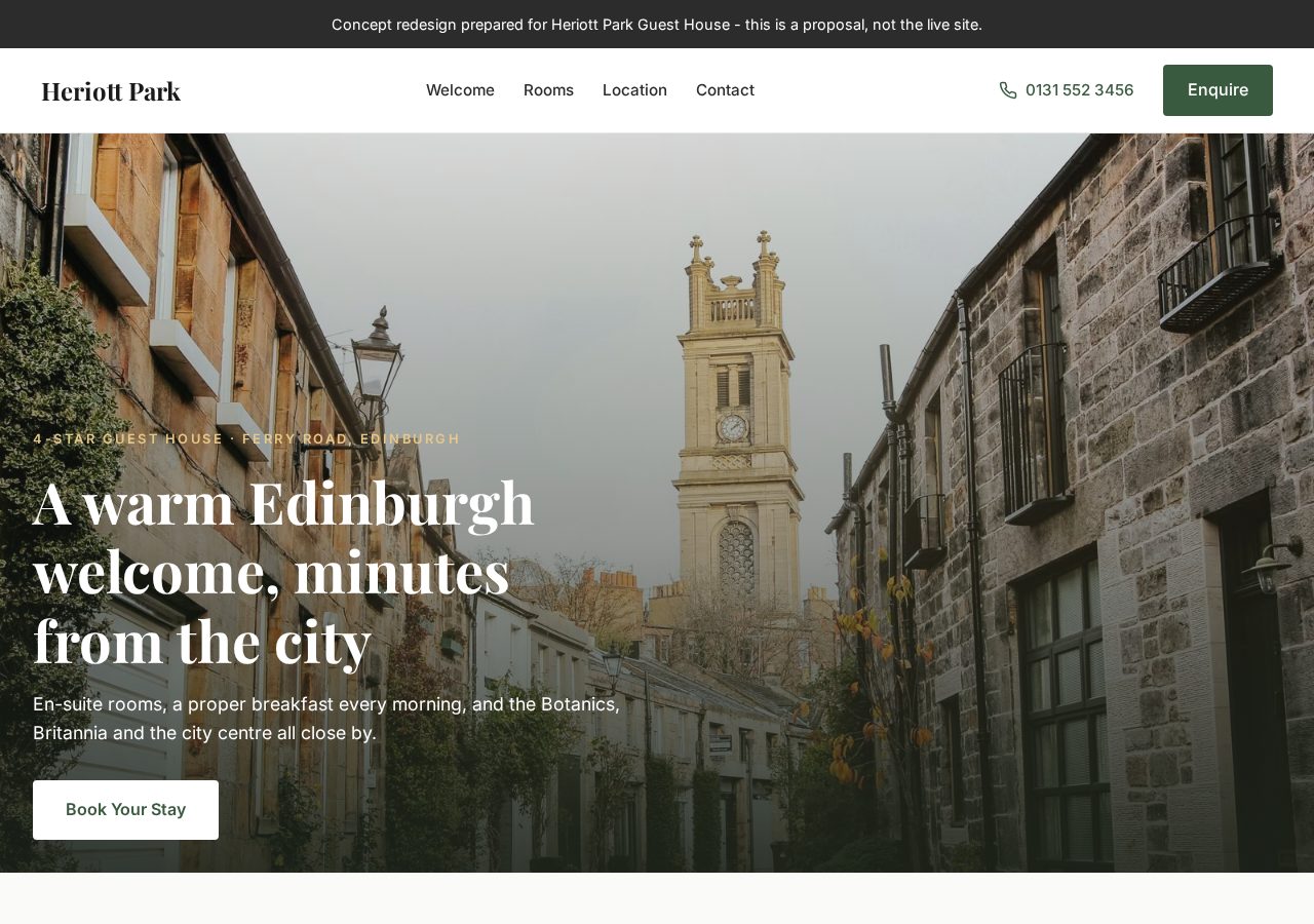 Edinburgh guest house website concept