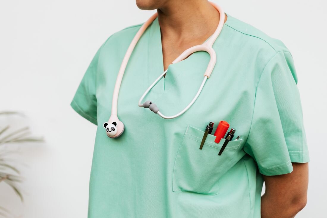 Healthcare professional in scrubs
