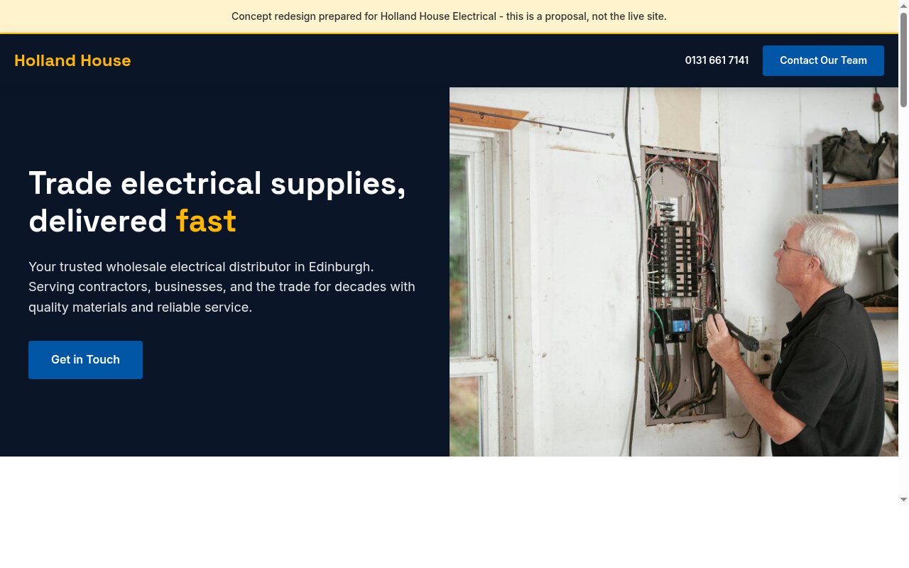 Electrician website concept