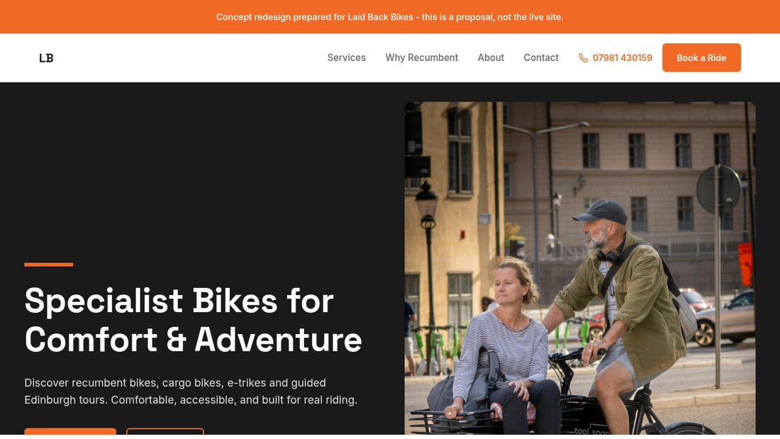 Cycle shop website concept