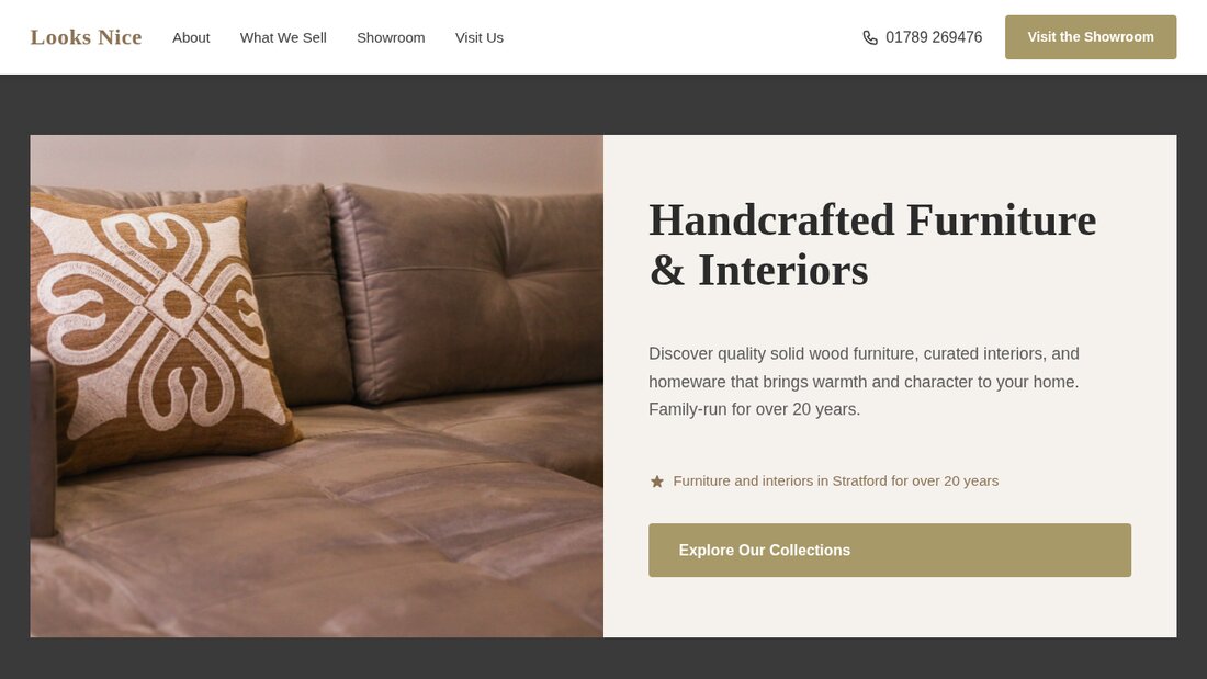 Furniture showroom website concept
