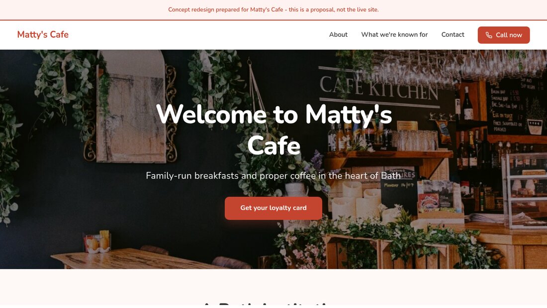 Family cafe website concept