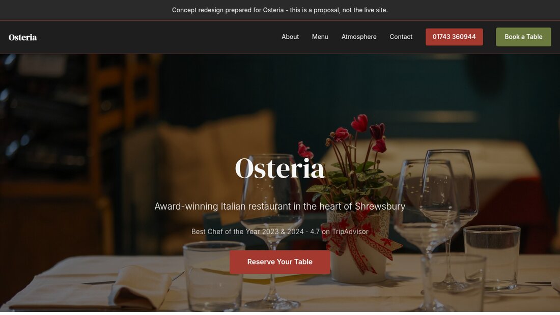 Italian restaurant website concept