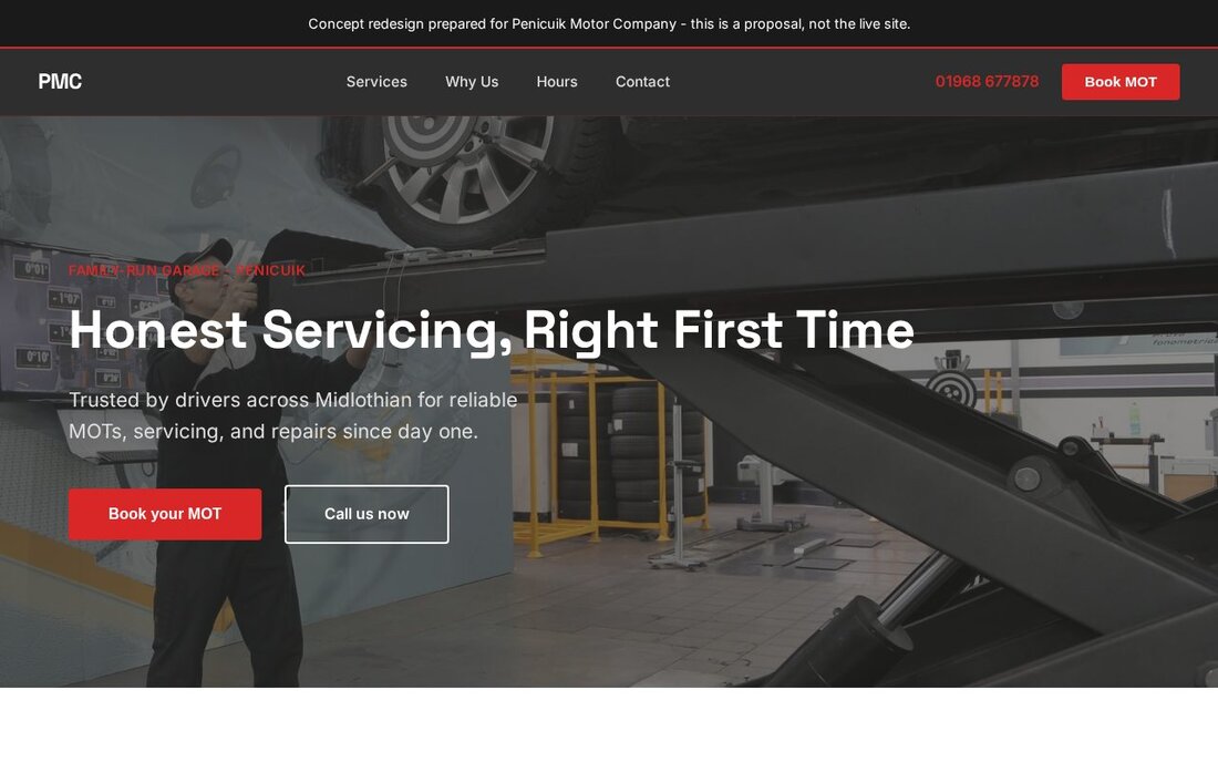Car garage website concept