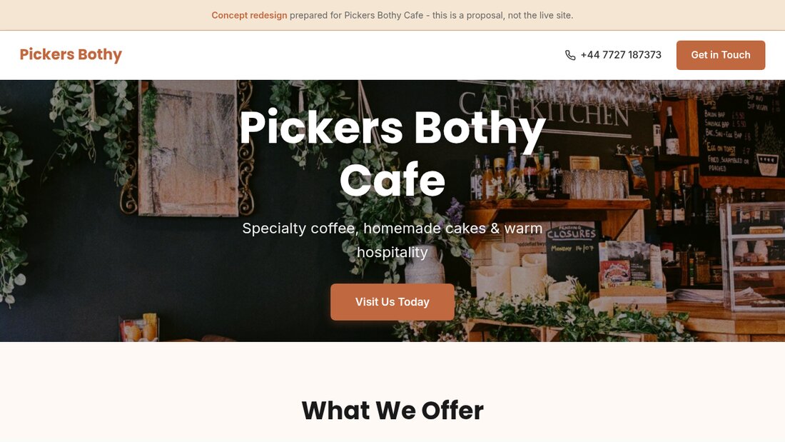 Cafe website concept