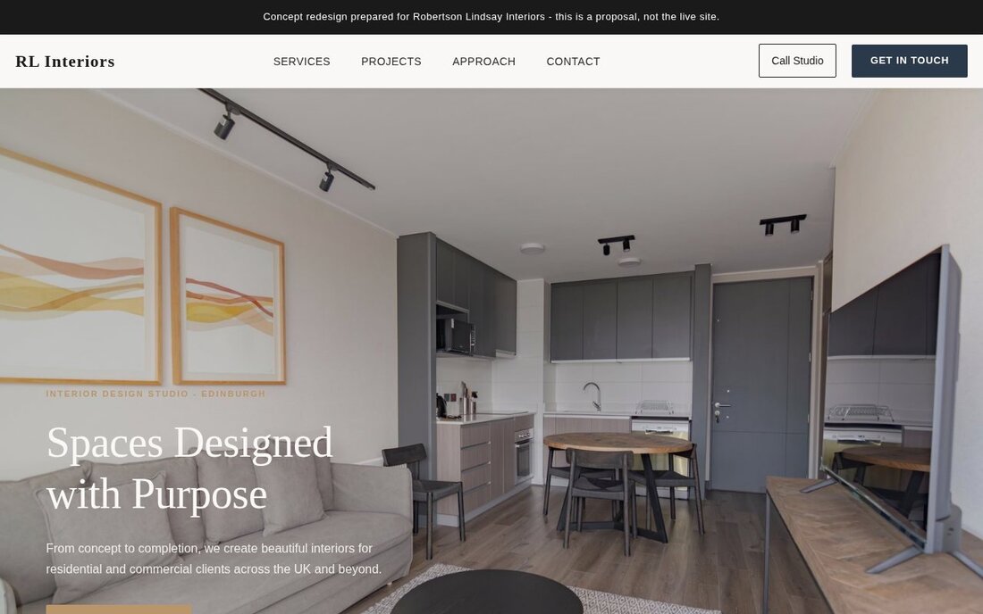 Interior design studio website concept