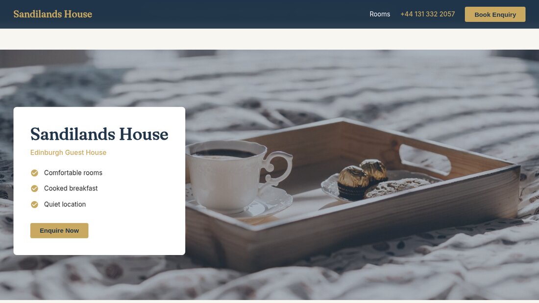 Guest house website concept