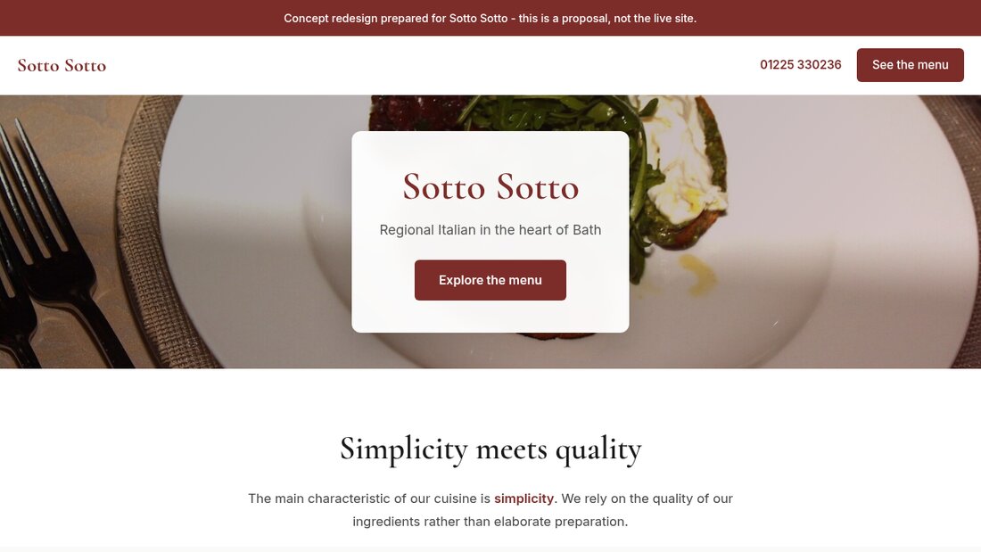 Italian restaurant website concept