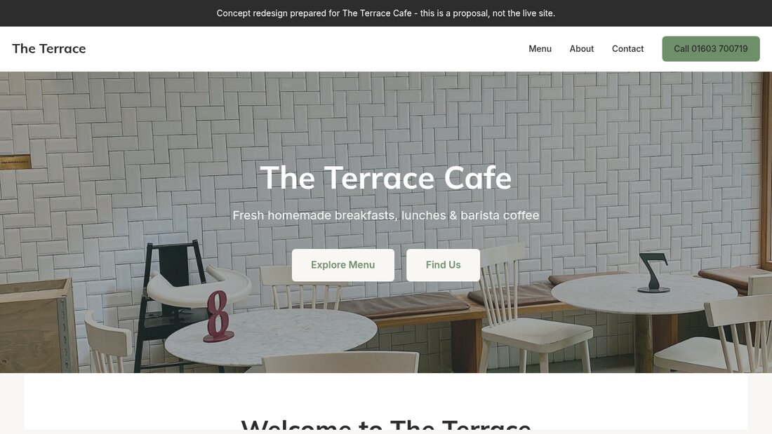 Cafe website concept