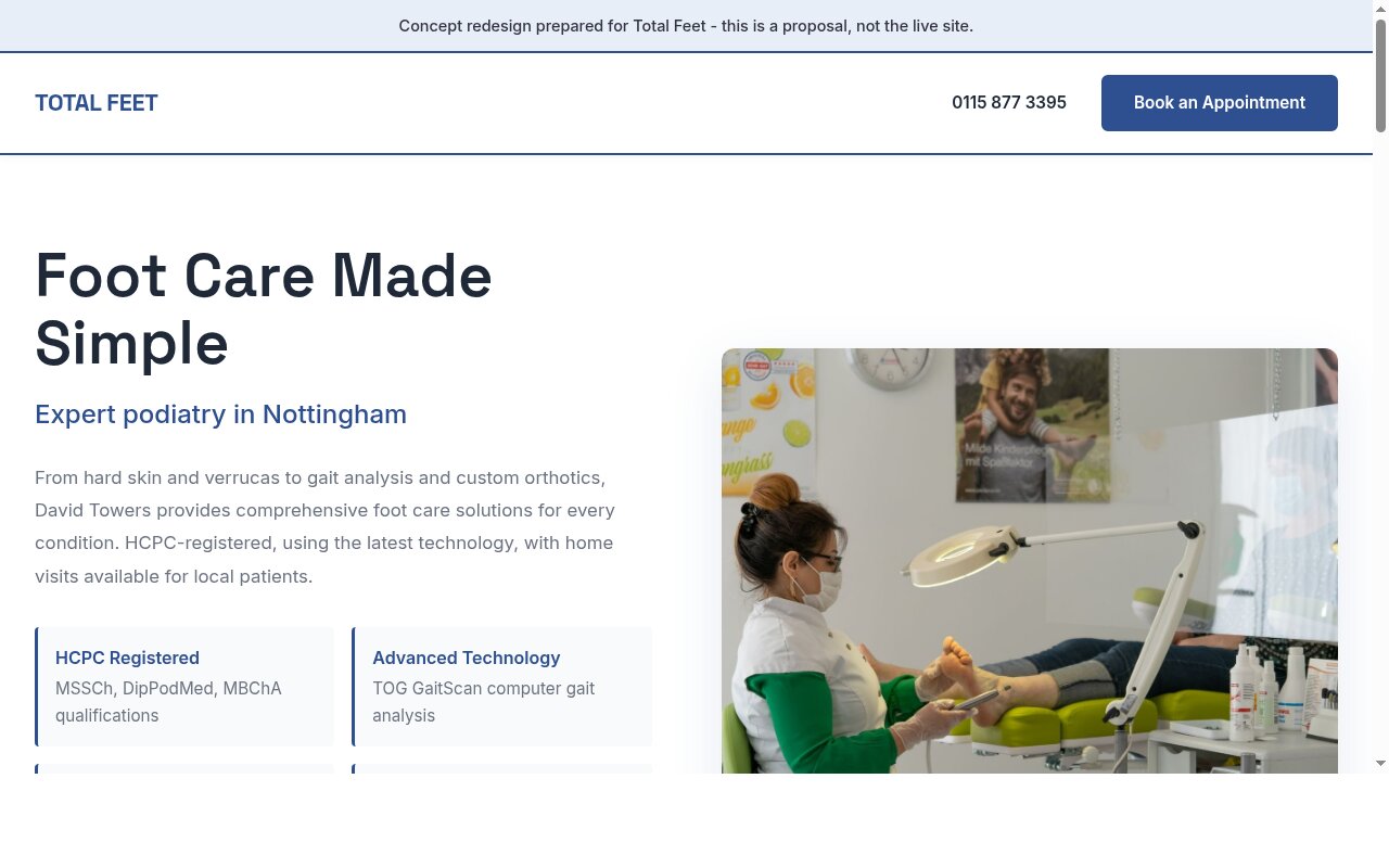 Podiatrist website concept