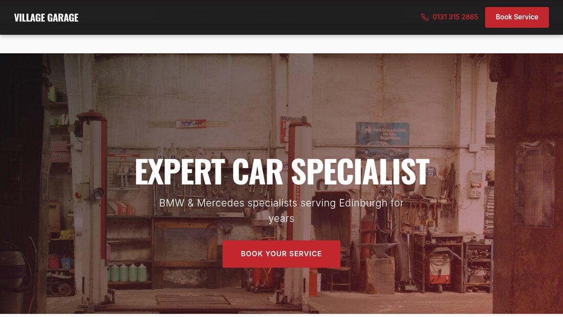 Car garage website concept